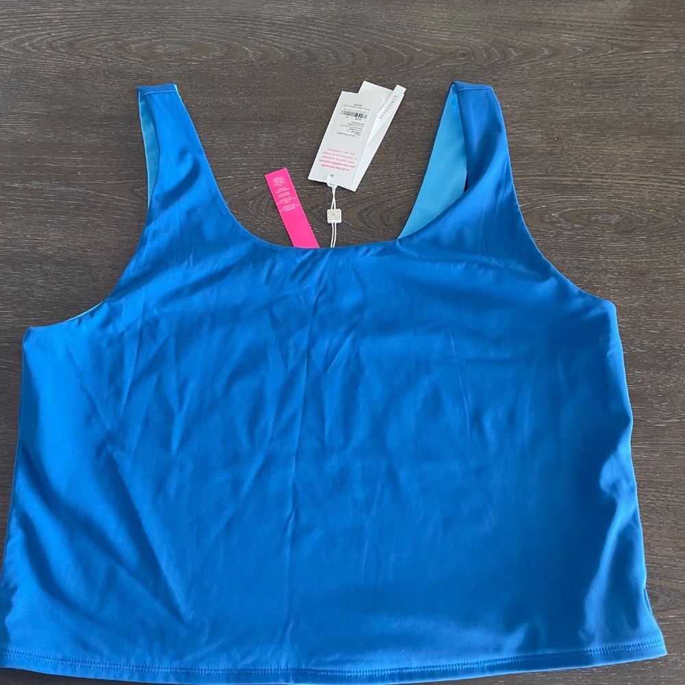 NEW Lilly Pulitzer Barton Blue Reversible Active Tank UPF 50+, Women’s Size XL - Picture 5 of 10